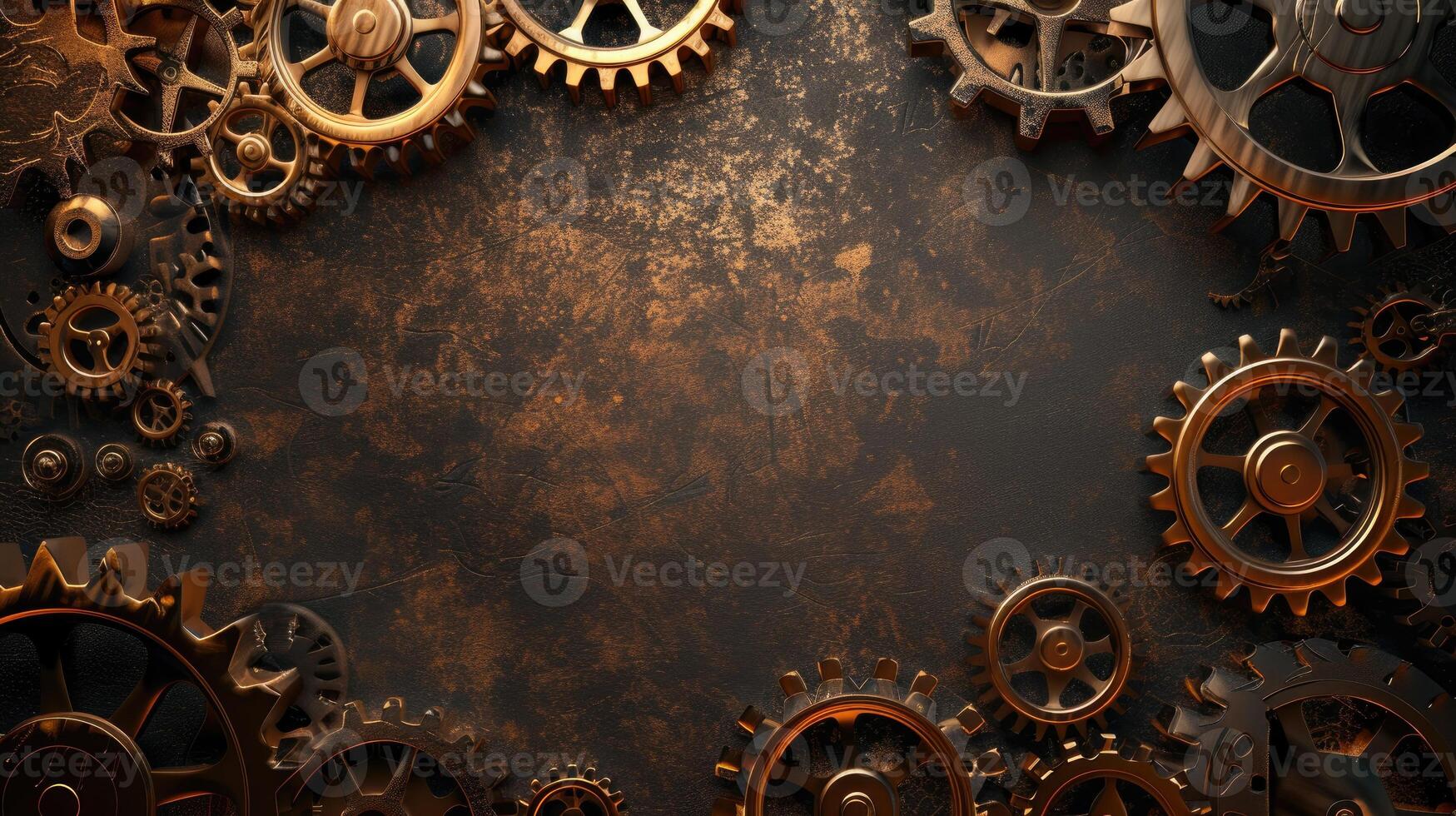 AI generated Immerse in the intricate world of steampunk with gears and cogs adorning the background. Ai Generated. photo