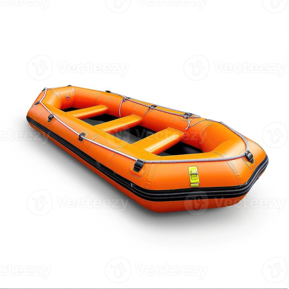AI generated Inflatable raft rescue dinghy lifeboat isolated on a white background, Ai Generated. photo