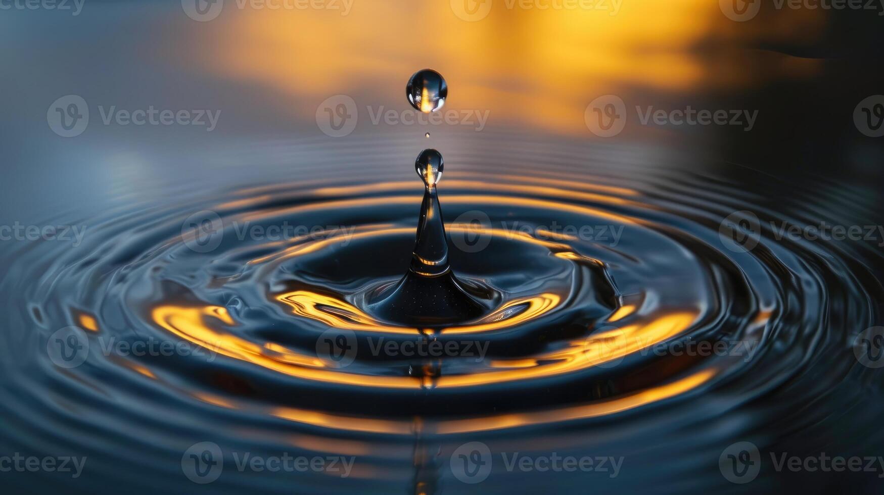 AI generated A water drop creates a delicate ring or ripple on the surface, nature's ephemeral artwork, Ai Generated photo