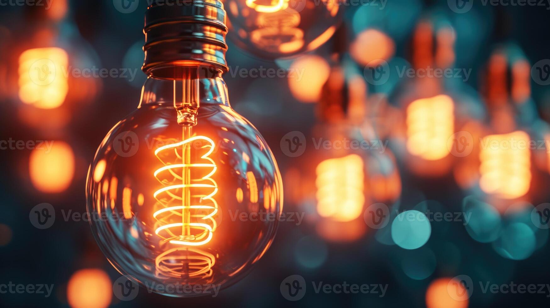 AI generated Retro luxury light bulb decor glows, creating a beautiful abstract background ambiance, Ai Generated. photo