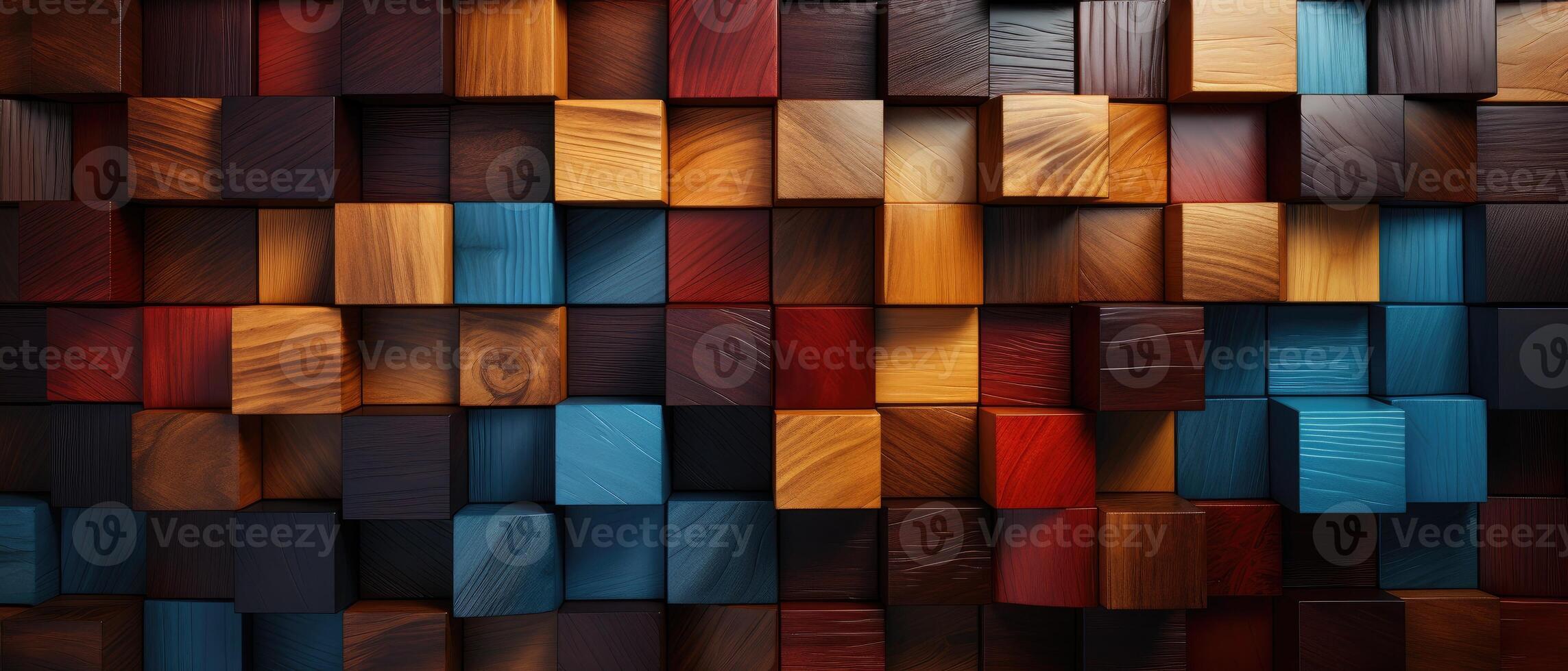 AI generated An abstract mosaic tile wall texture with brown wooden glazed glossy deco glamour and geometric shapes, Ai Generated. photo