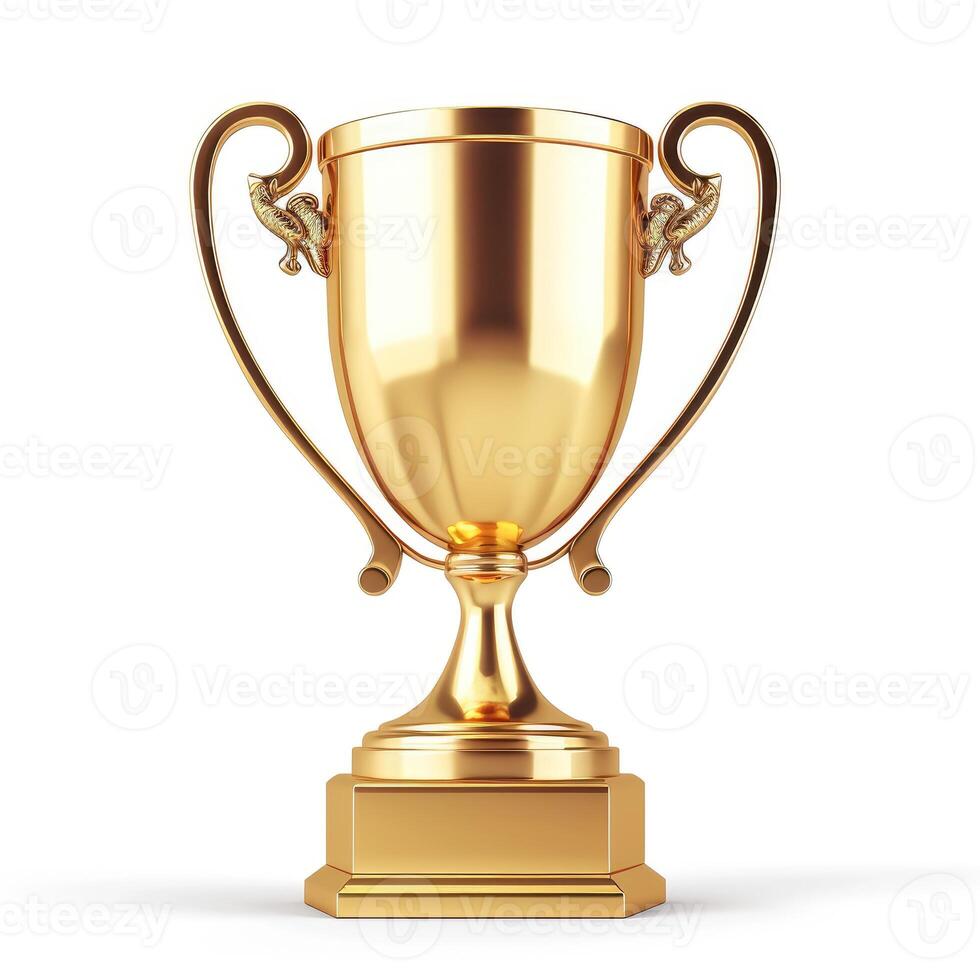 AI generated Gleaming achievement trophy isolated on a white background, symbolizing success, Ai Generated. photo