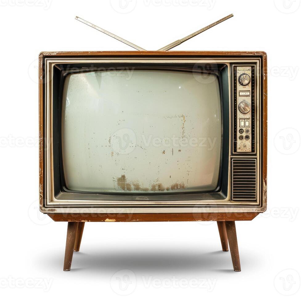AI generated Nostalgic vibes with a retro TV set isolated on white background, evoking memories, Ai Generated. photo
