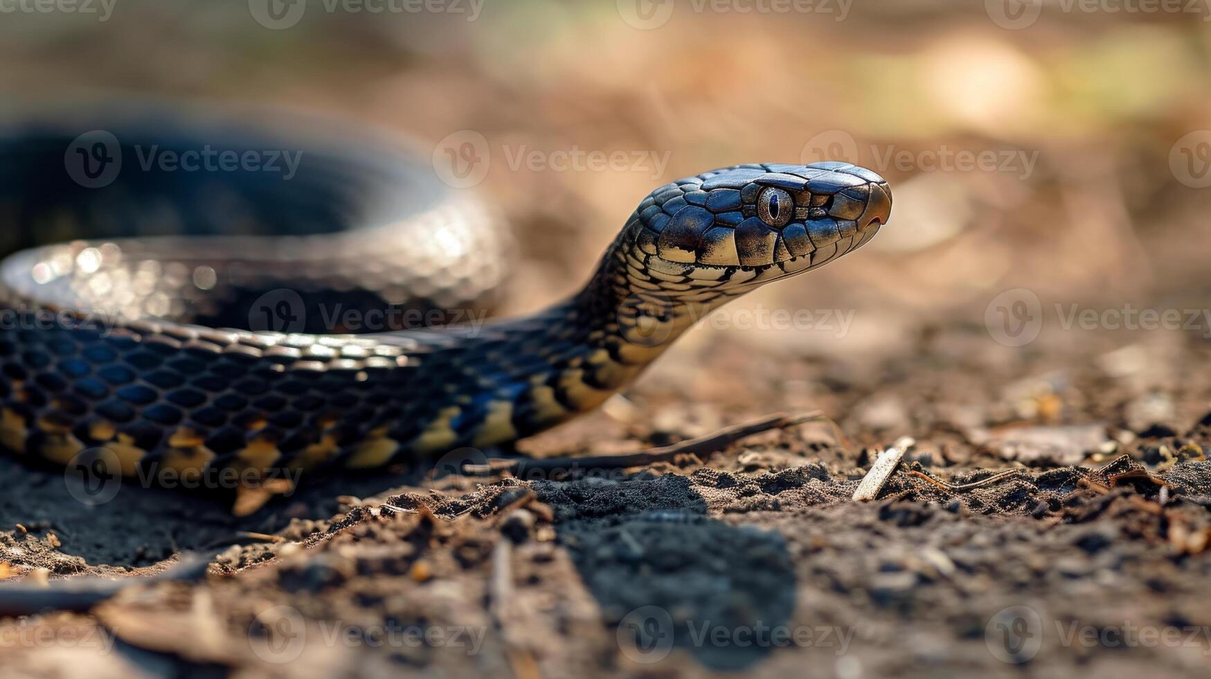 AI generated Serpentine snake slithers gracefully on the ground, its ...