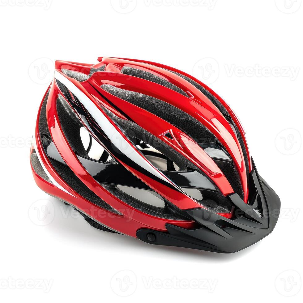 AI generated Closeup of a bicycle safety helmet isolated on white background, Ai Generated photo