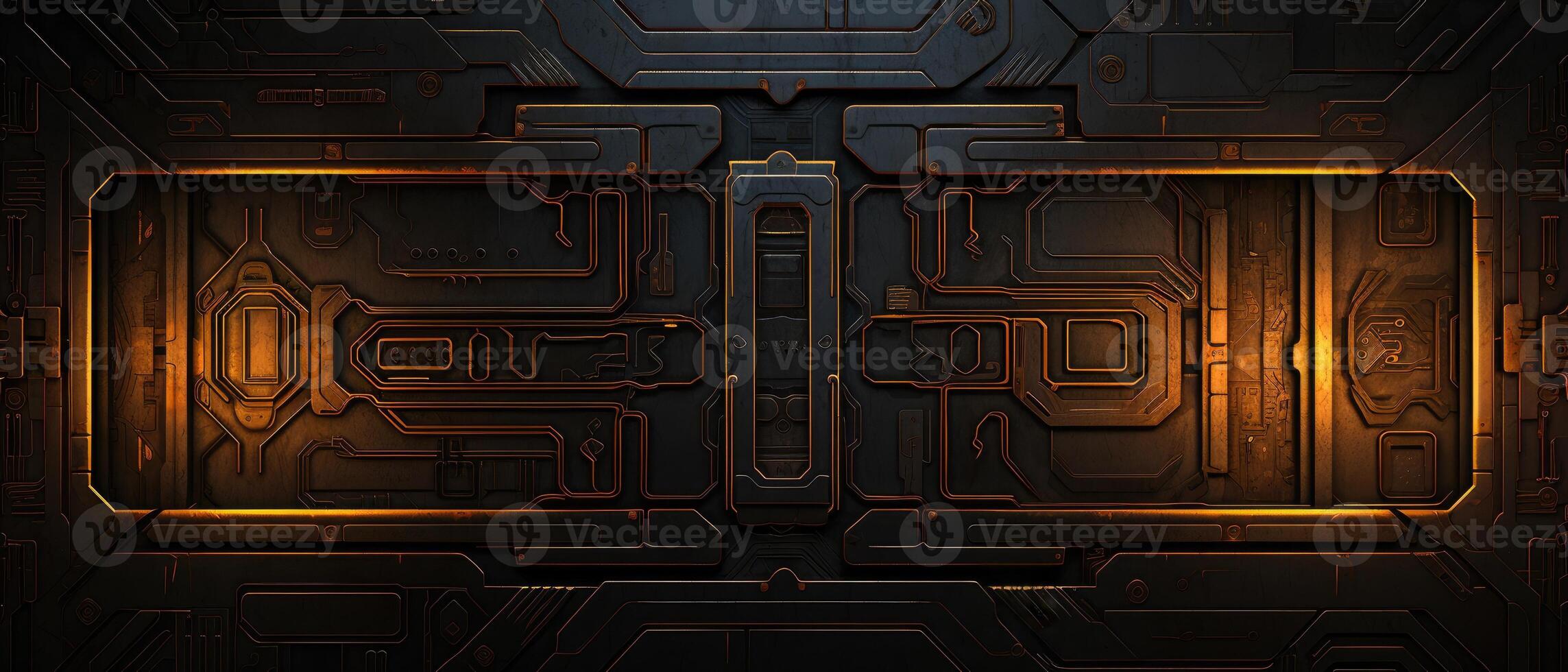 AI generated Dark-colored Sci-Fi design featuring external panels in an abstract layout, Ai Generated photo