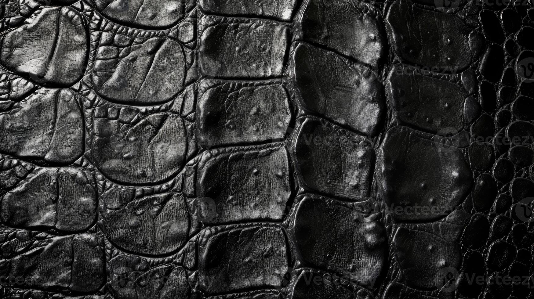 AI generated Reptilian elegance meets texture in a background of black leather, Ai Generated. photo
