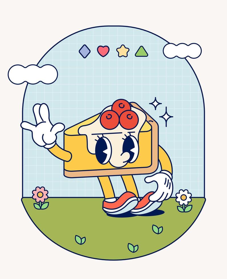 baya pastel retro personaje mascota Clásico de moda mano dibujar gracioso garabatear cómic colección vector