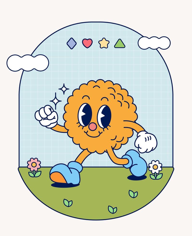 galleta retro personaje mascota Clásico de moda mano dibujar gracioso garabatear cómic colección vector