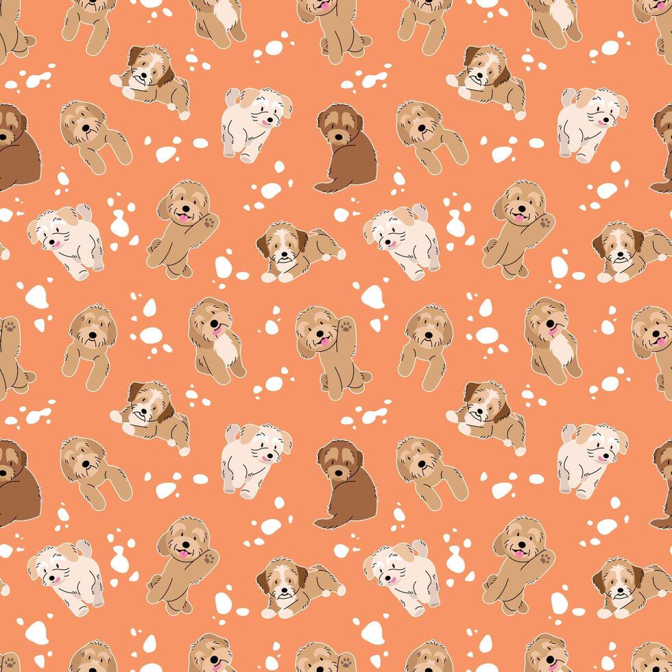 CUTE MALTIPOO IN SOME MOVES PATTERN DESIGN vector