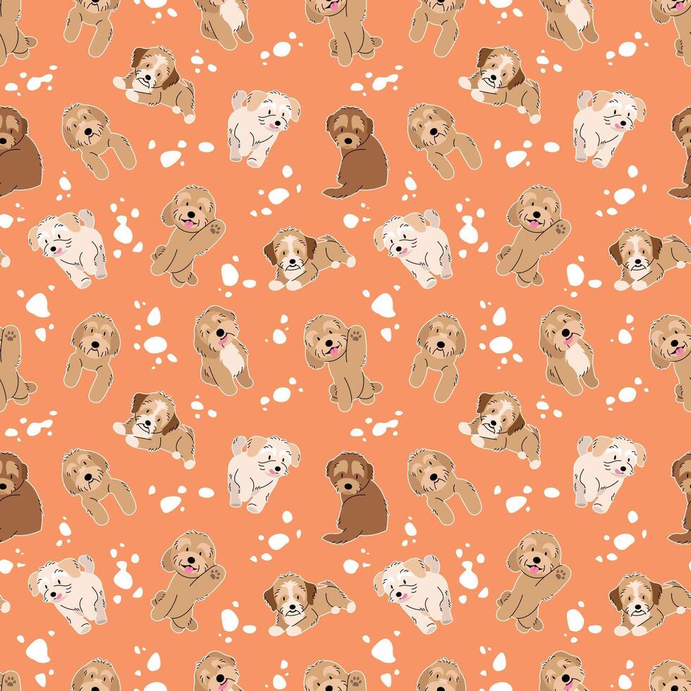 CUTE MALTIPOO IN SOME MOVES PATTERN DESIGN vector