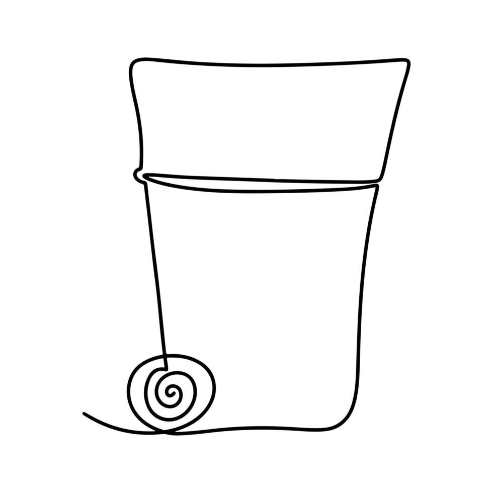 Waste Bin in single line style. One continuous line drawing. Vector illustration isolated on white background.