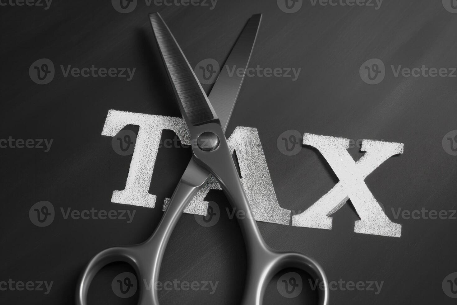AI generated Scissors on top of TAX text photo