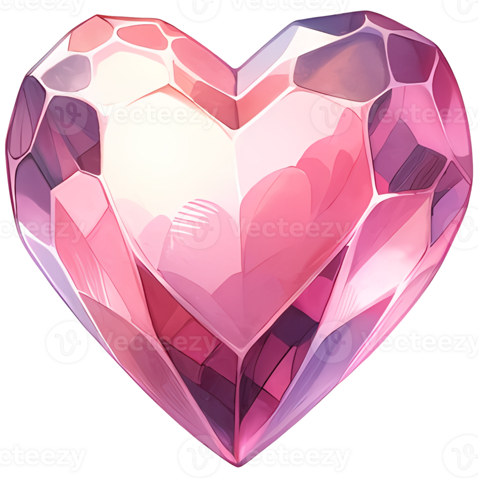 ai gerado cristais forma, coração em forma diamante isolado jóia clipart, namorados dia, noivado, casamento png