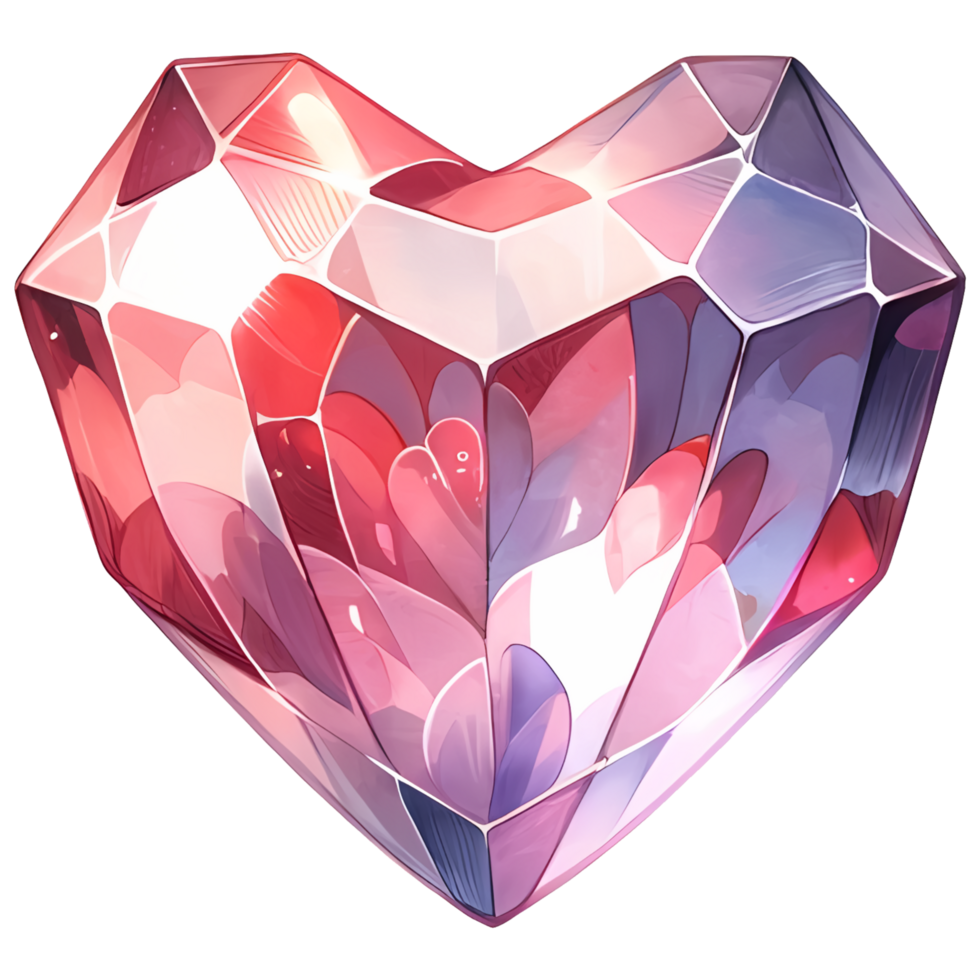 ai généré cristaux forme, cœur en forme de diamant isolé bijou clipart, Valentin jour, engagement, mariage png