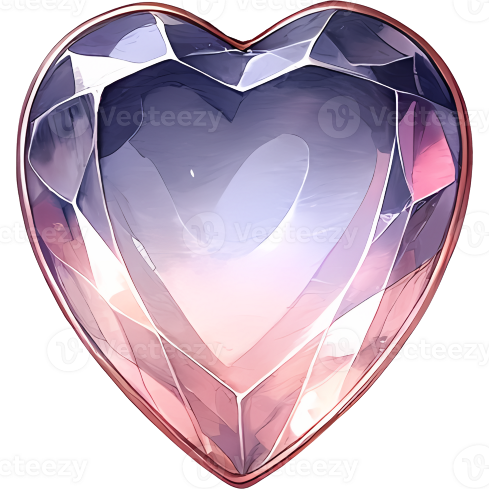 AI generated crystals shape, heart shaped diamond isolated jewel clipart, Valentine day, engagement, marriage png