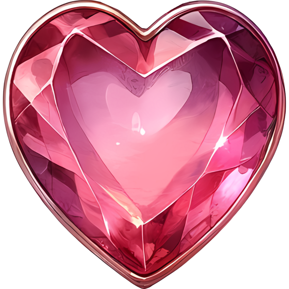 AI generated crystals shape, heart shaped diamond isolated jewel clipart, Valentine day, engagement, marriage png