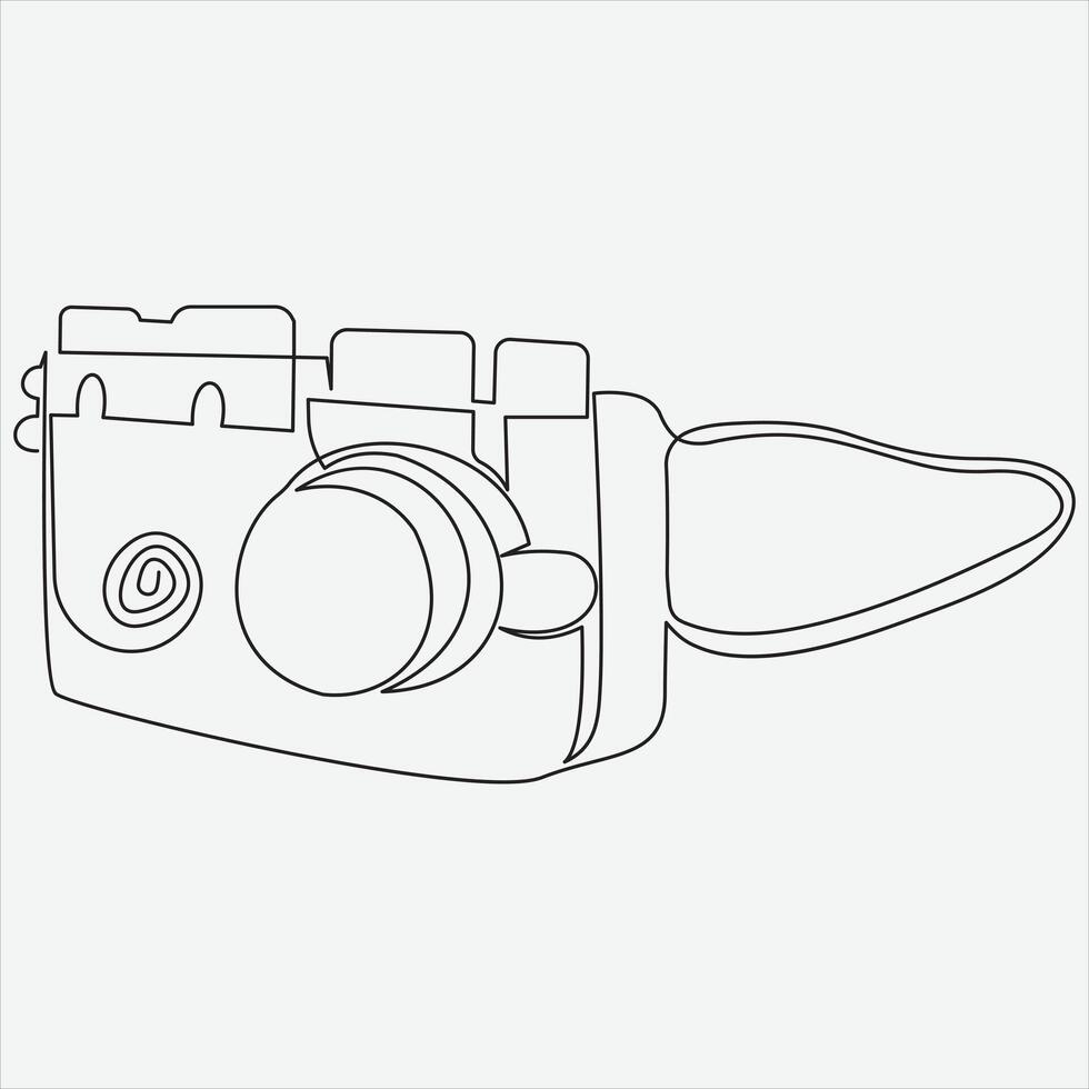 Continuous line hand drawing vector illustration Camera art