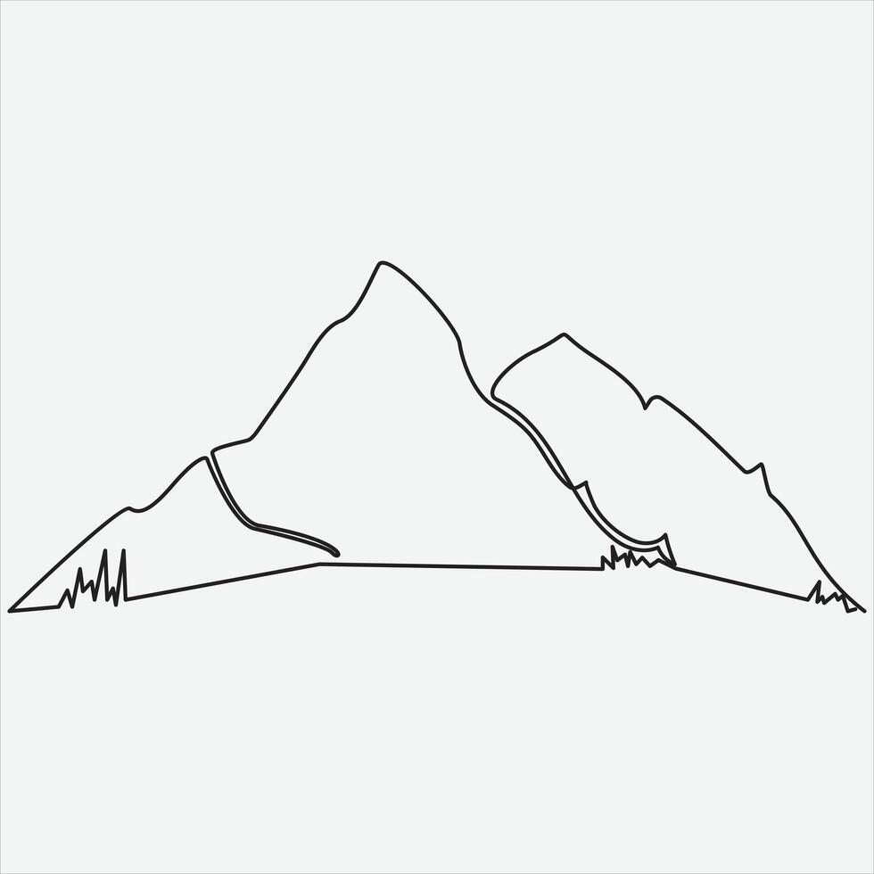 Continuous line hand drawing vector illustration mountain art