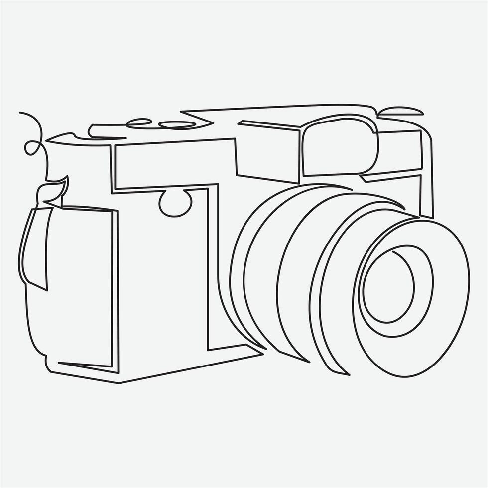 Continuous line hand drawing vector illustration Camera art