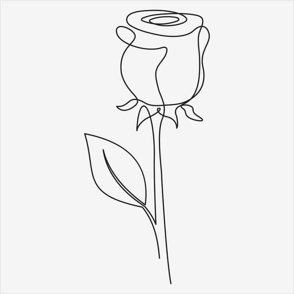 continuo línea mano dibujo vector ilustración Rosa flor. uno línea continuo vector dibujo Arte. Perfecto para pared Arte carteles, casa decoración, camiseta impresión o móvil caso