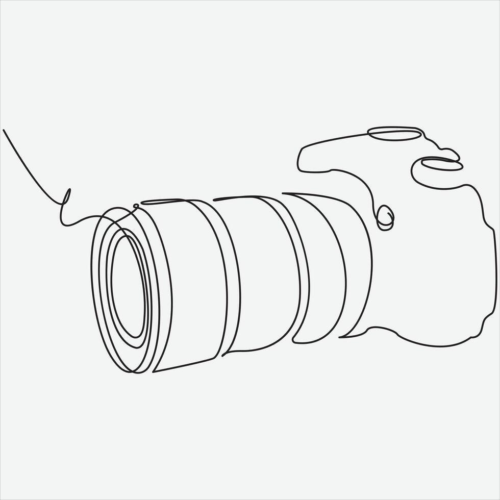 Continuous line hand drawing vector illustration Camera art