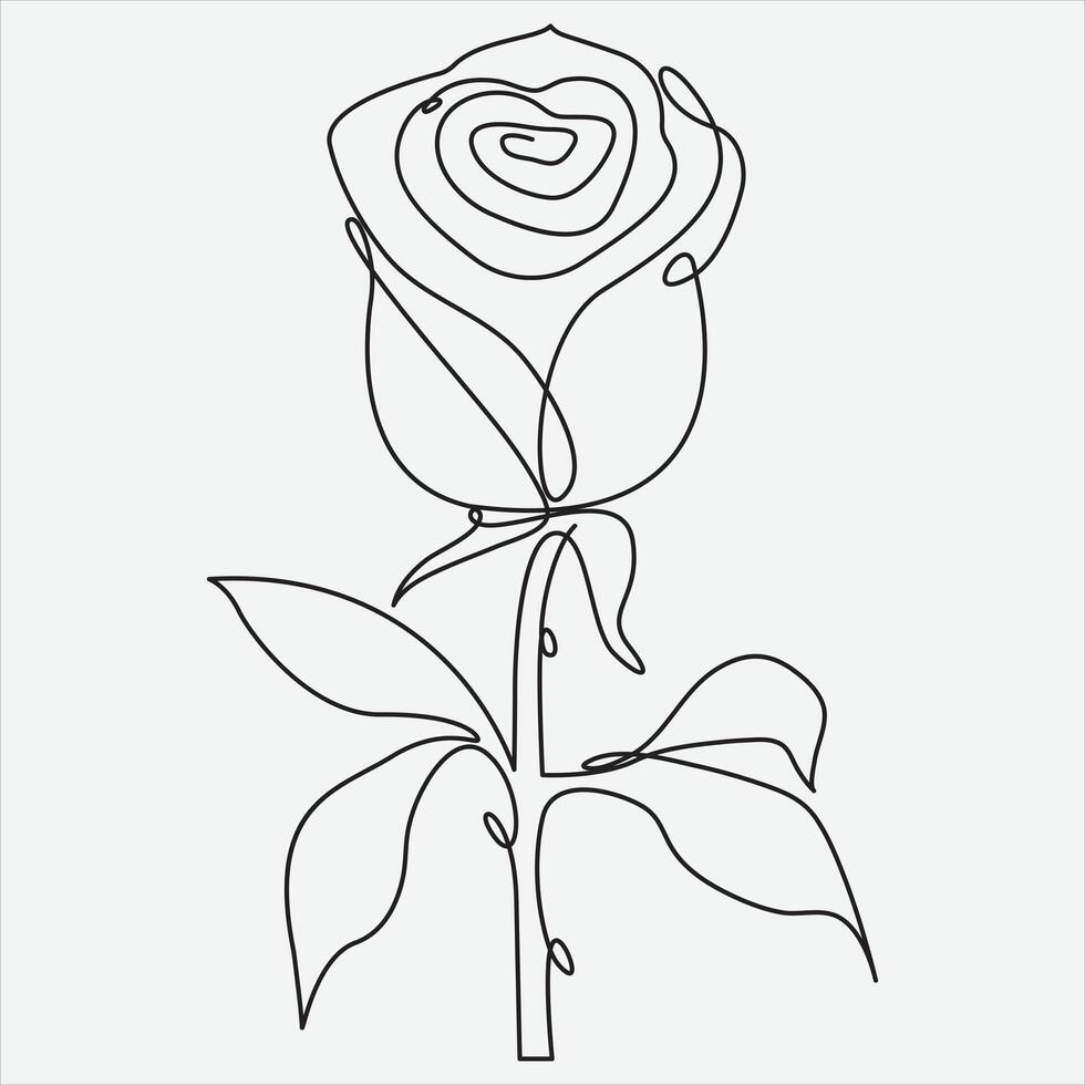 Continuous line hand drawing vector illustration rose flower. One line Continuous Vector drawing art. Perfect for Wall Art Posters,Home Decor, t-shirt Print or Mobile Case