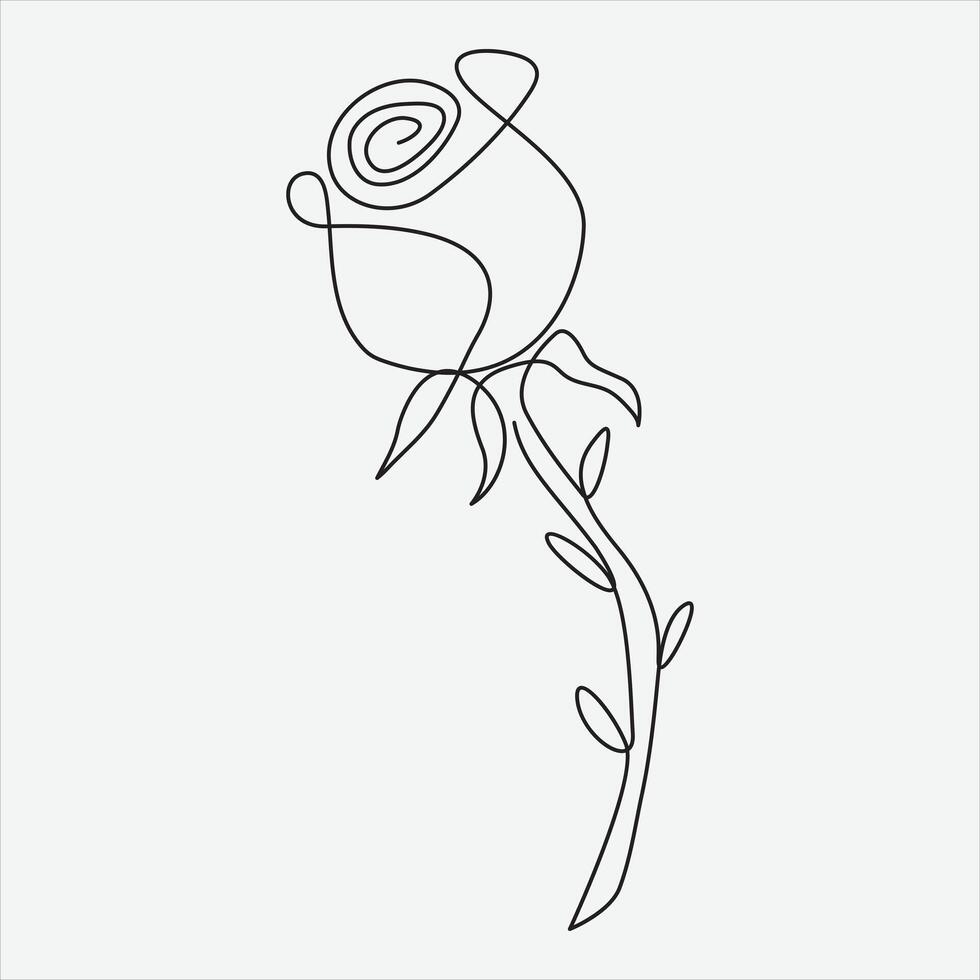 Continuous line hand drawing vector illustration rose flower. One line Continuous Vector drawing art. Perfect for Wall Art Posters,Home Decor, t-shirt Print or Mobile Case