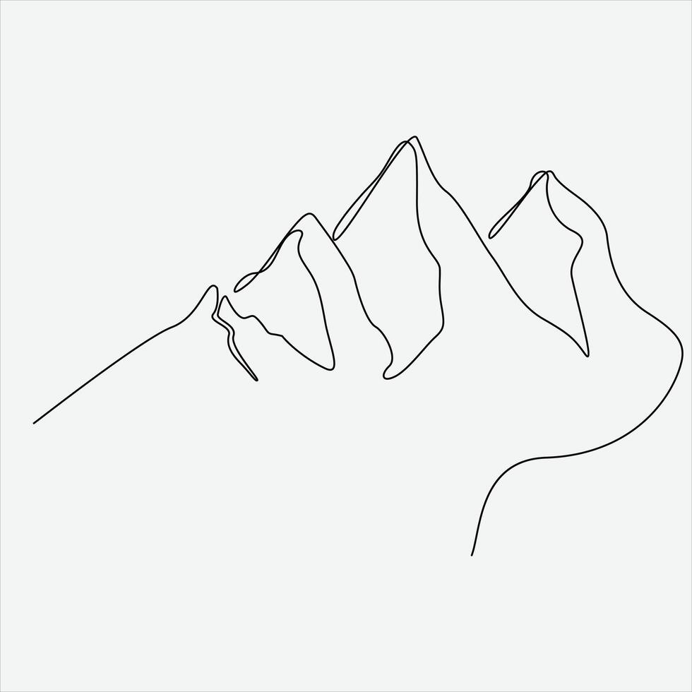 Continuous line hand drawing vector illustration mountain art