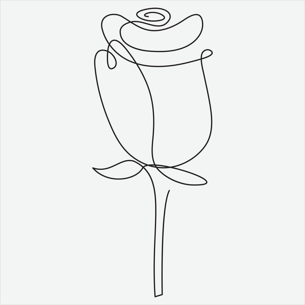 Continuous line hand drawing vector illustration rose flower. One line Continuous Vector drawing art. Perfect for Wall Art Posters,Home Decor, t-shirt Print or Mobile Case