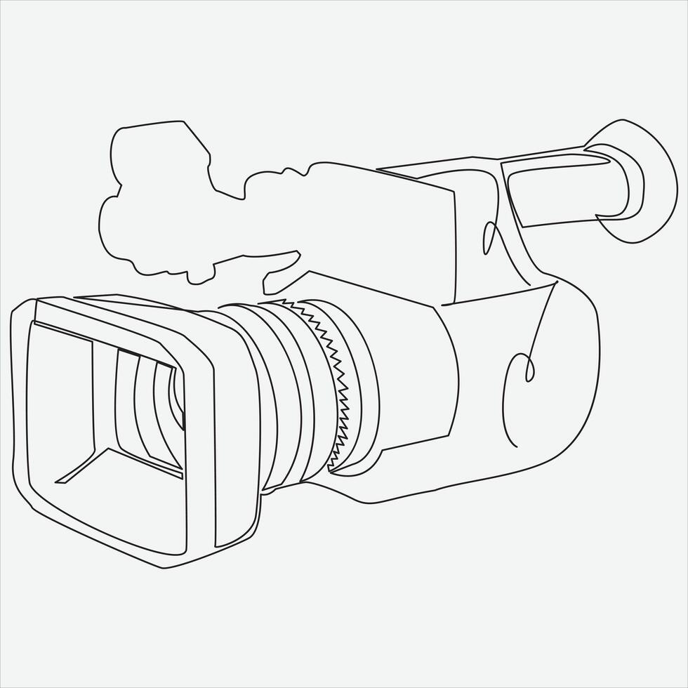 Continuous line hand drawing vector illustration Camera art