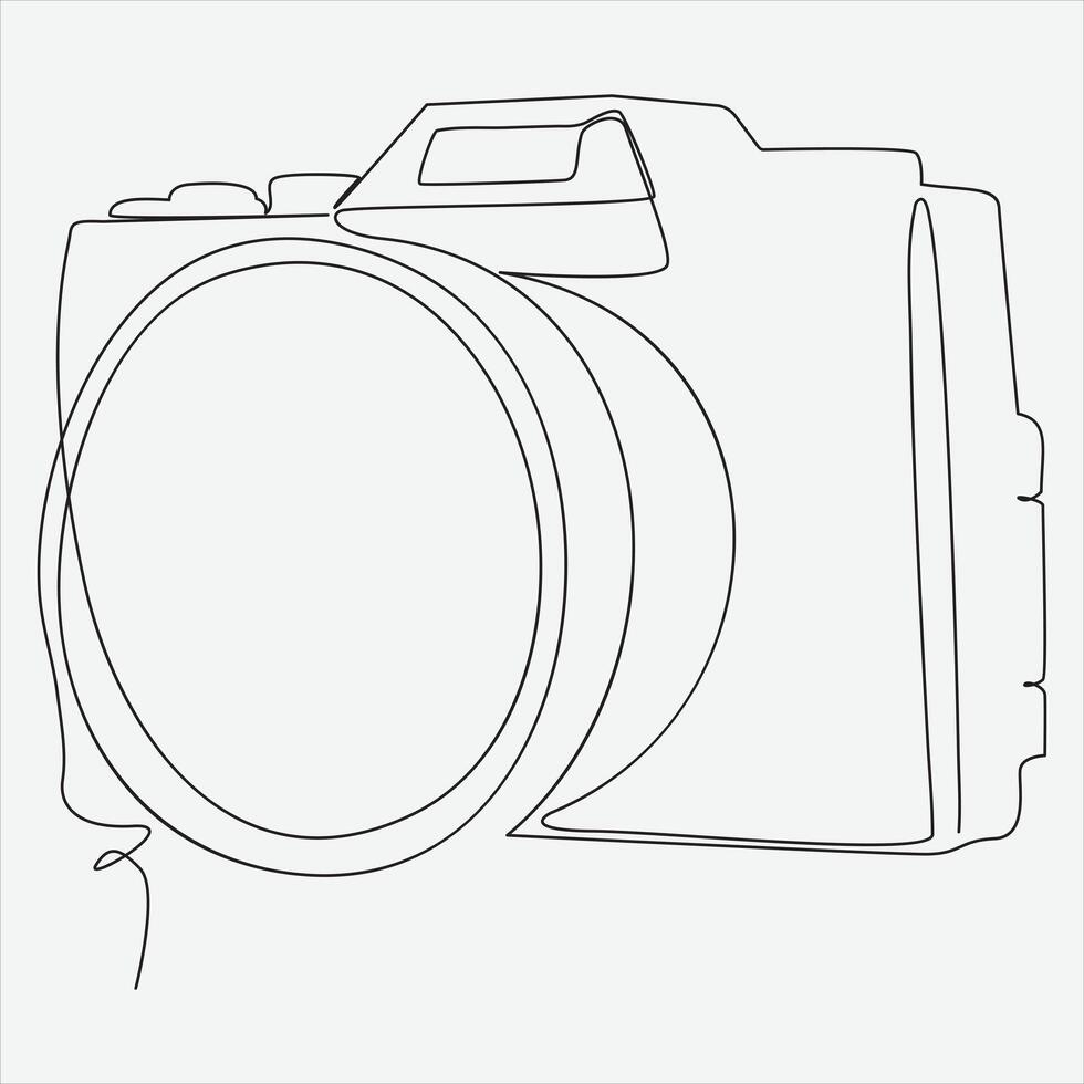 Continuous line hand drawing vector illustration Camera art