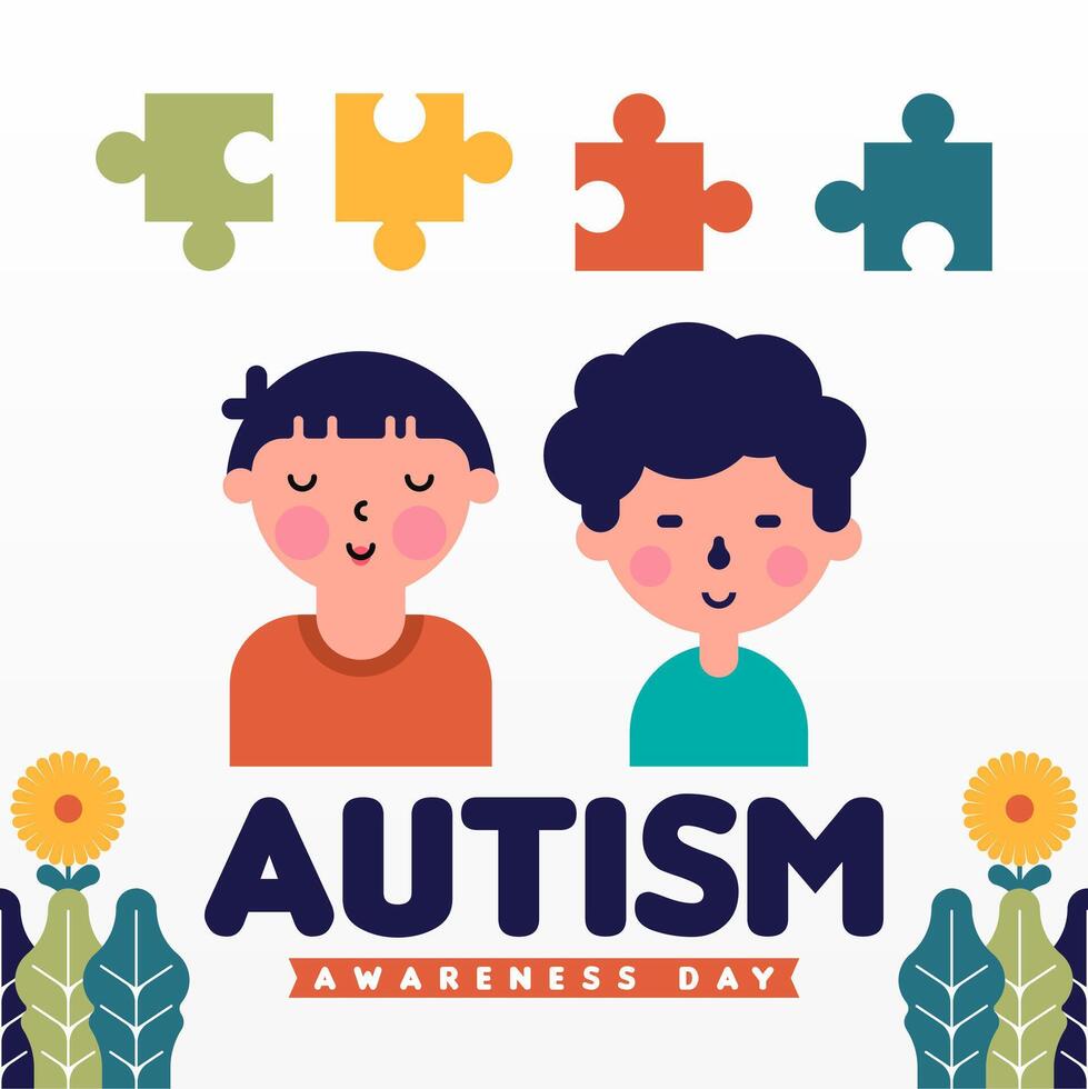 Flat world autism awareness day illustration background vector