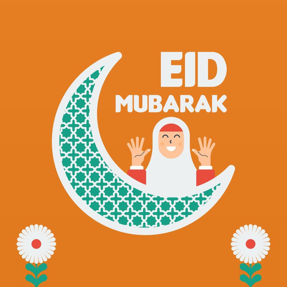 Flat eid al-fitr illustration background vector