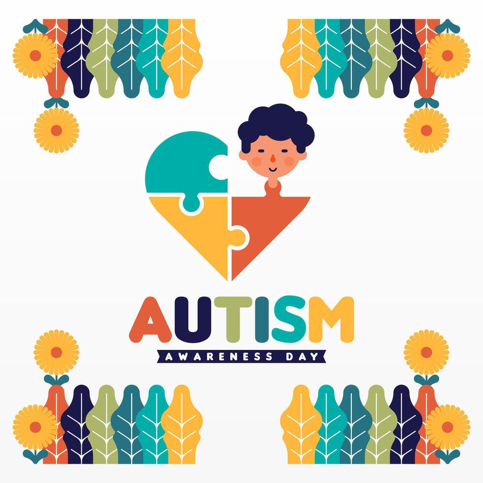 Flat world autism awareness day illustration background vector