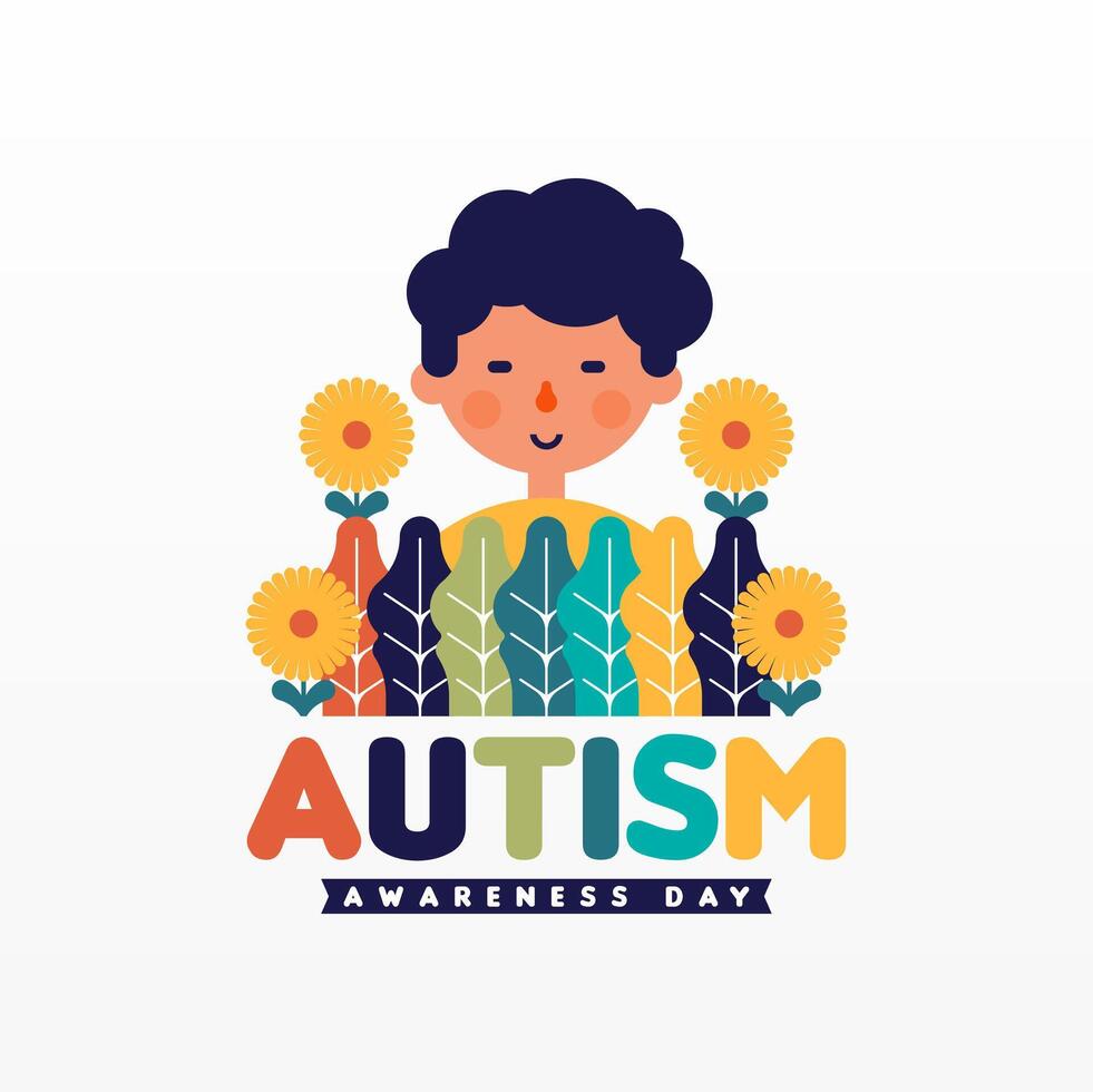 Flat world autism awareness day illustration background vector