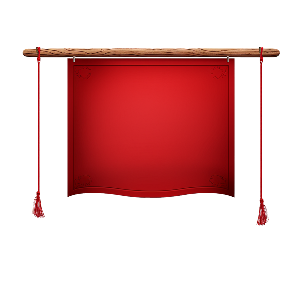 AI generated Realistic fabric banner hanging on ropes png isolated on transparent background