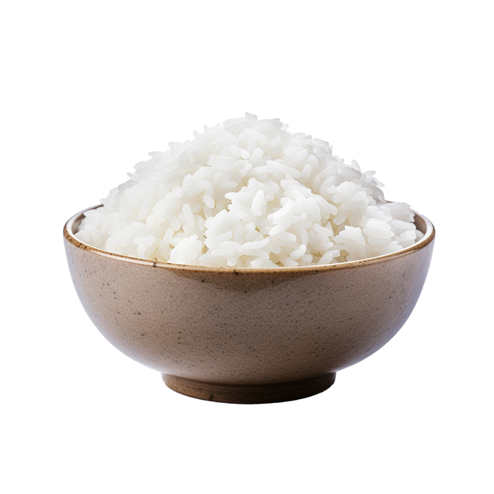 AI generated Fresh wite rice bowl png isolated on transparent background