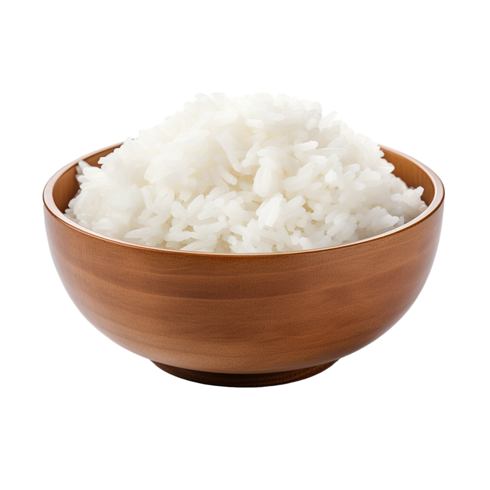 AI generated Fresh wite rice bowl png isolated on transparent background