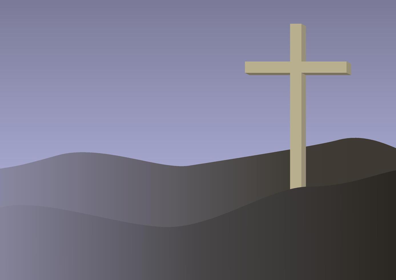 Wooden Christ Cross on the Mountain With Light Leak Background, Suitable for Religion Concept. vector