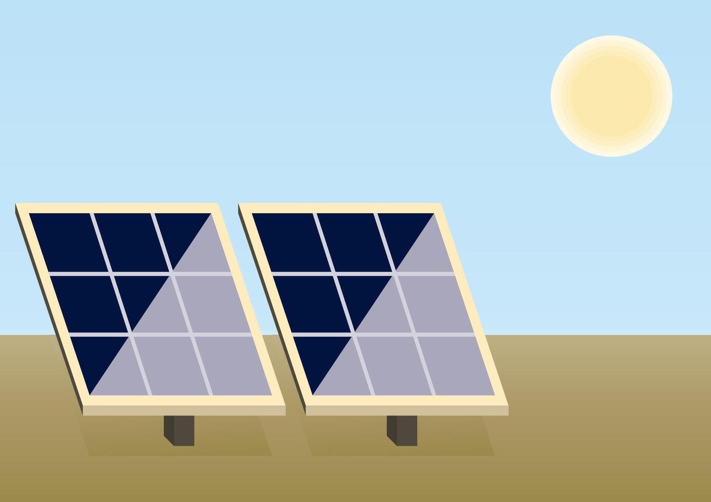 Solar Cells with Blue Sky and Sun, Suitable for Sustainable Climate Visuals. vector