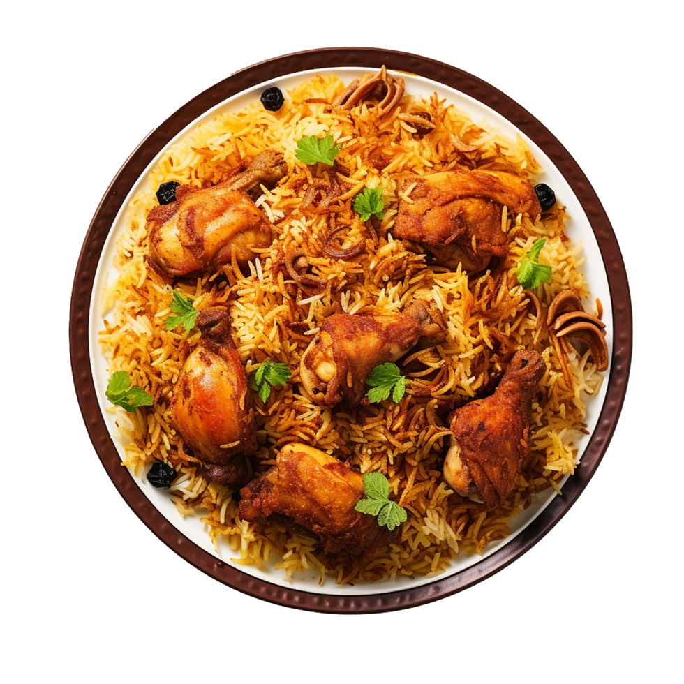 ai généré une assiette de poulet biryani png isolé sur transparent Contexte