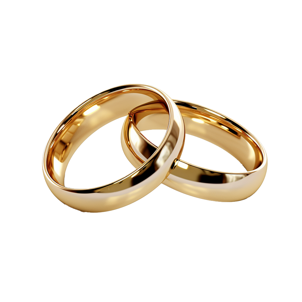 AI generated Beautiful gold rings png isolated on transparent background