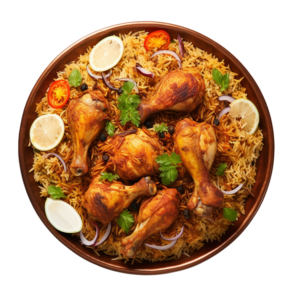 AI generated A plate of chicken biryani png isolated on transparent background