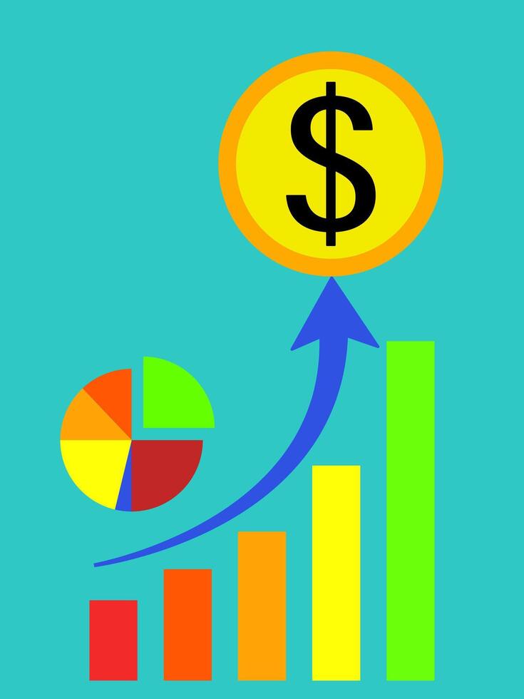 The growth of the dollar in the global market, vector illustration