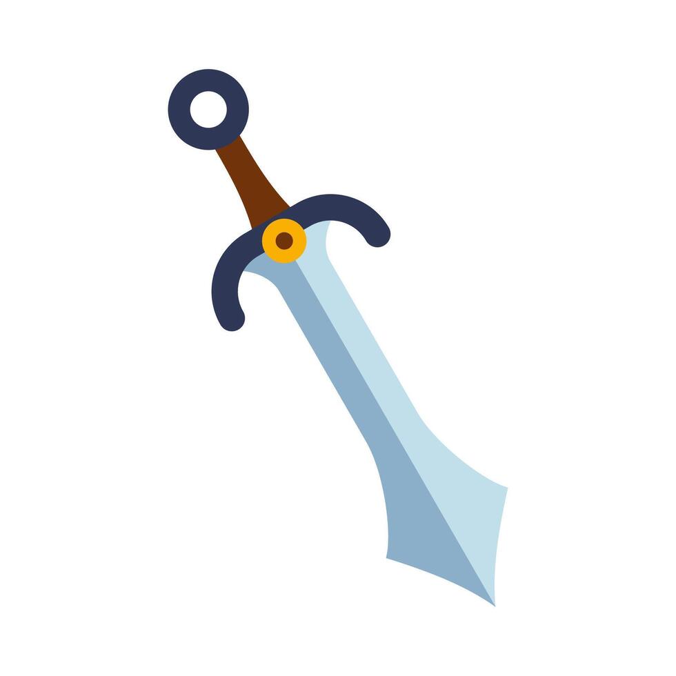 mágico dibujos animados acero espada, Caballero arma o cuchillo cuchilla. fantasía juego arma icono en plano estilo. vector ilustración