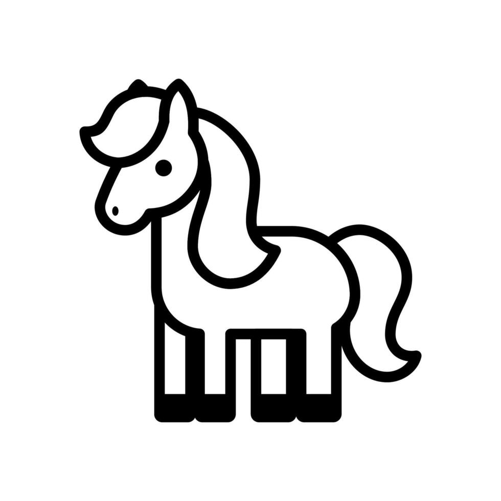 Cute brown horse line icon. Pony kawaii symbol. Cartoon character isolated on a white background. Vector illustration