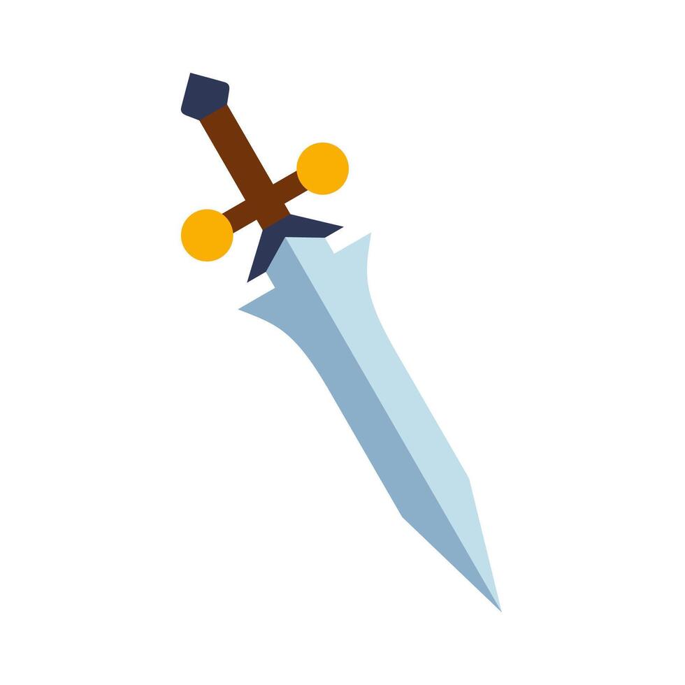 Magical cartoon steel sword, knight weapon or knife blade. Fantasy game weapon icon in flat style. Vector illustration