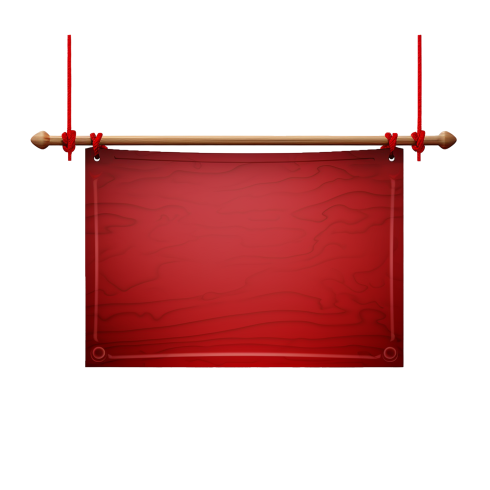 AI generated Realistic fabric banner hanging on ropes png isolated on transparent background