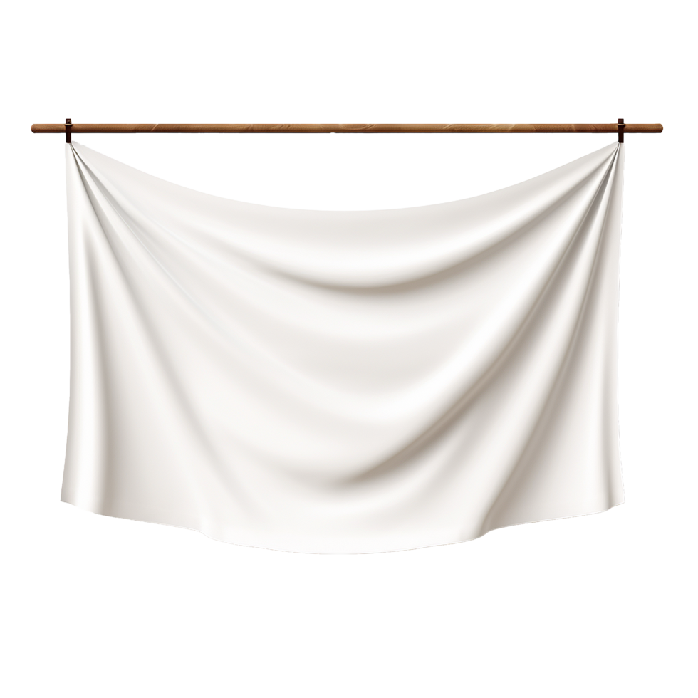 AI generated Realistic fabric banner hanging on ropes png isolated on transparent background